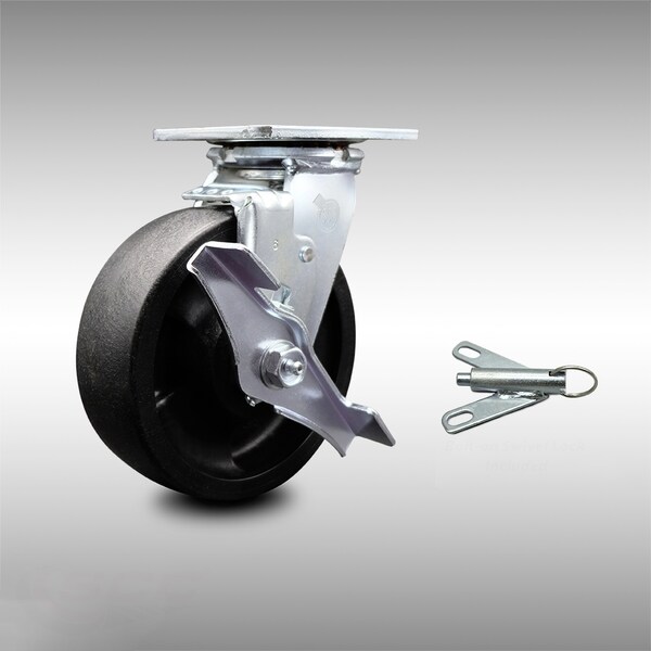 6 Inch SS Glass Filled Nylon Caster with Ball Bearing and Brake/Swivel Lock SCC